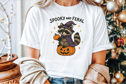 Spooky and Feral Raccoon Halloween PNG Design