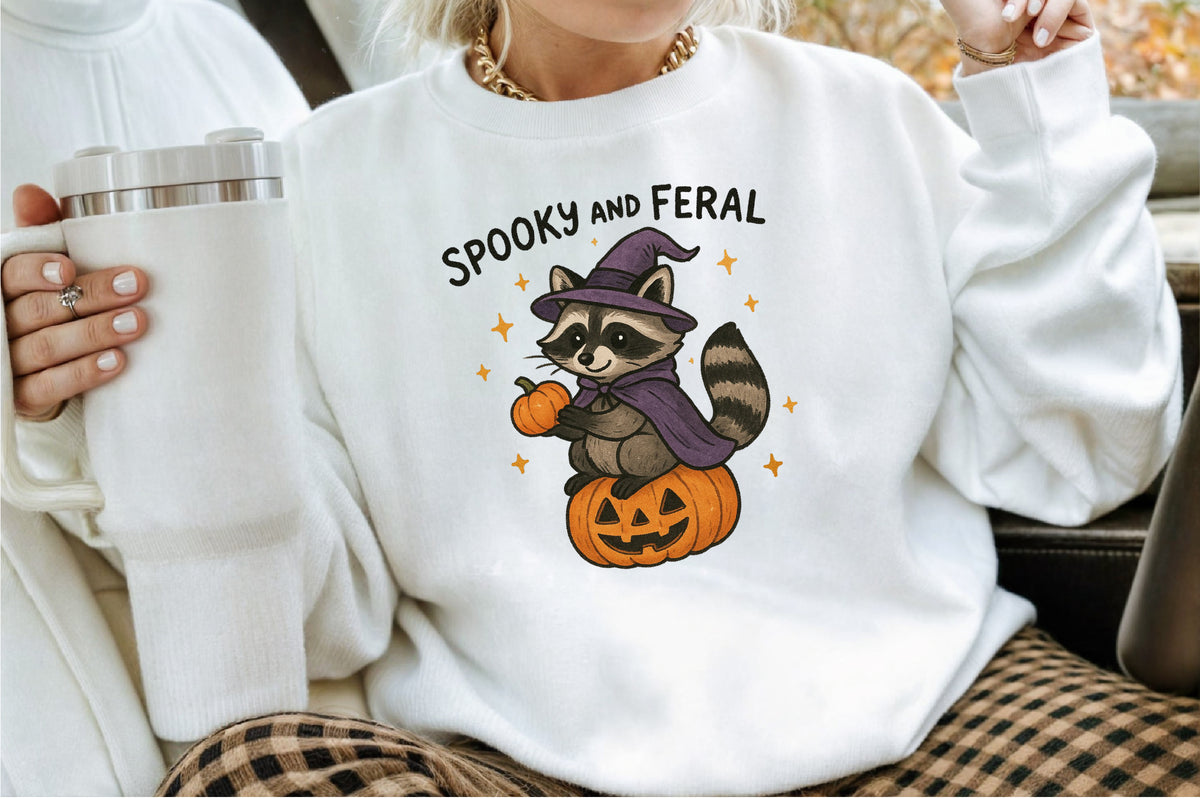 Spooky and Feral Raccoon Halloween PNG Design