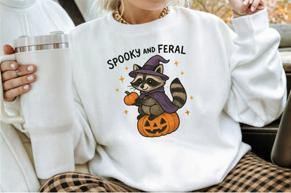 Spooky and Feral Raccoon Halloween PNG Design