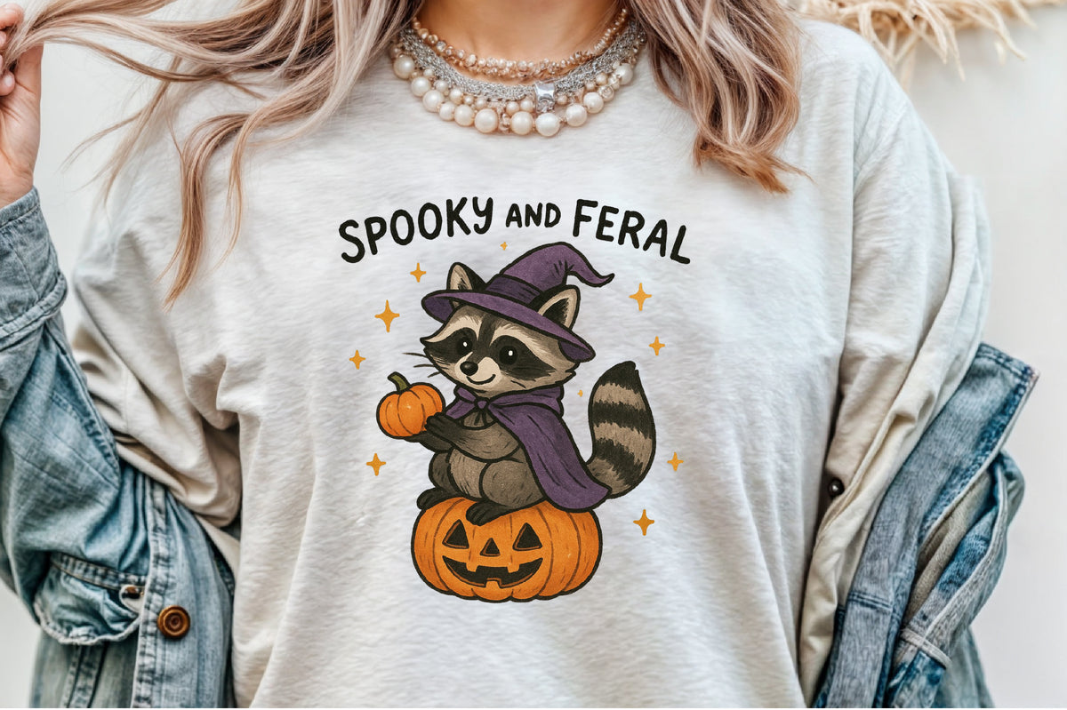 Spooky and Feral Raccoon Halloween PNG Design