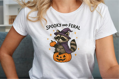 Spooky and Feral Raccoon Halloween PNG Design