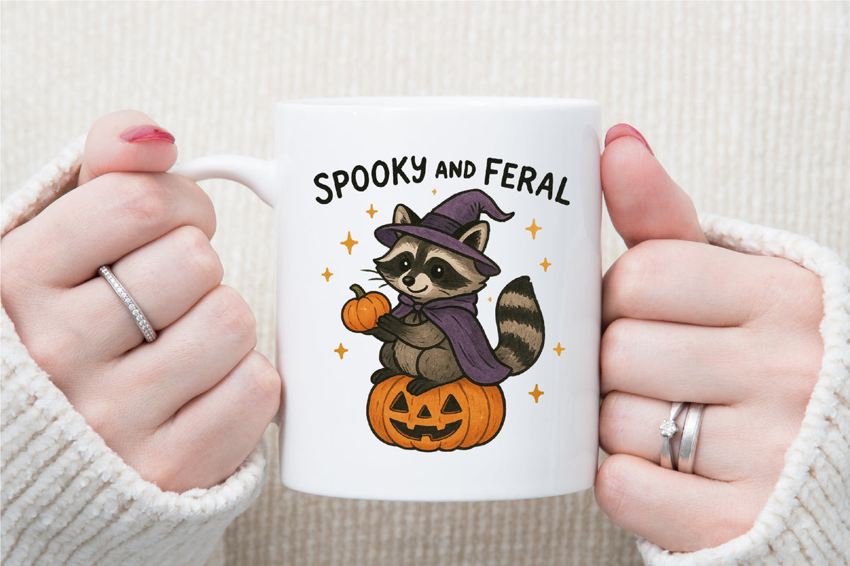 Spooky and Feral Raccoon Halloween PNG Design