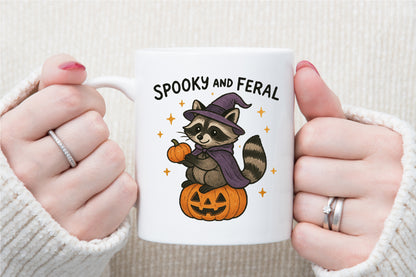 Spooky and Feral Raccoon Halloween PNG Design