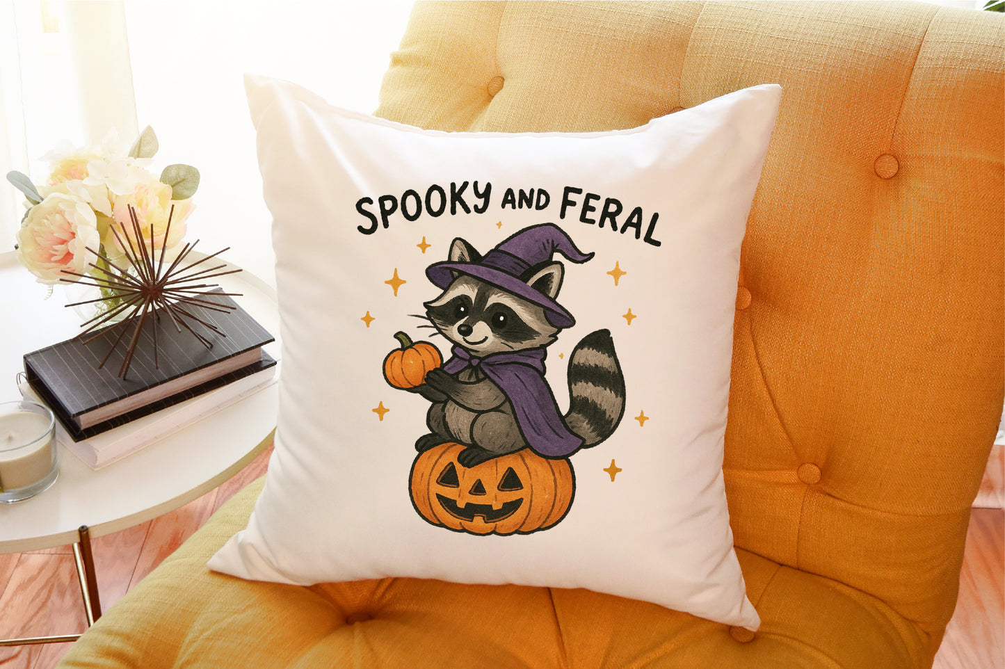 Spooky and Feral Raccoon Halloween PNG Design