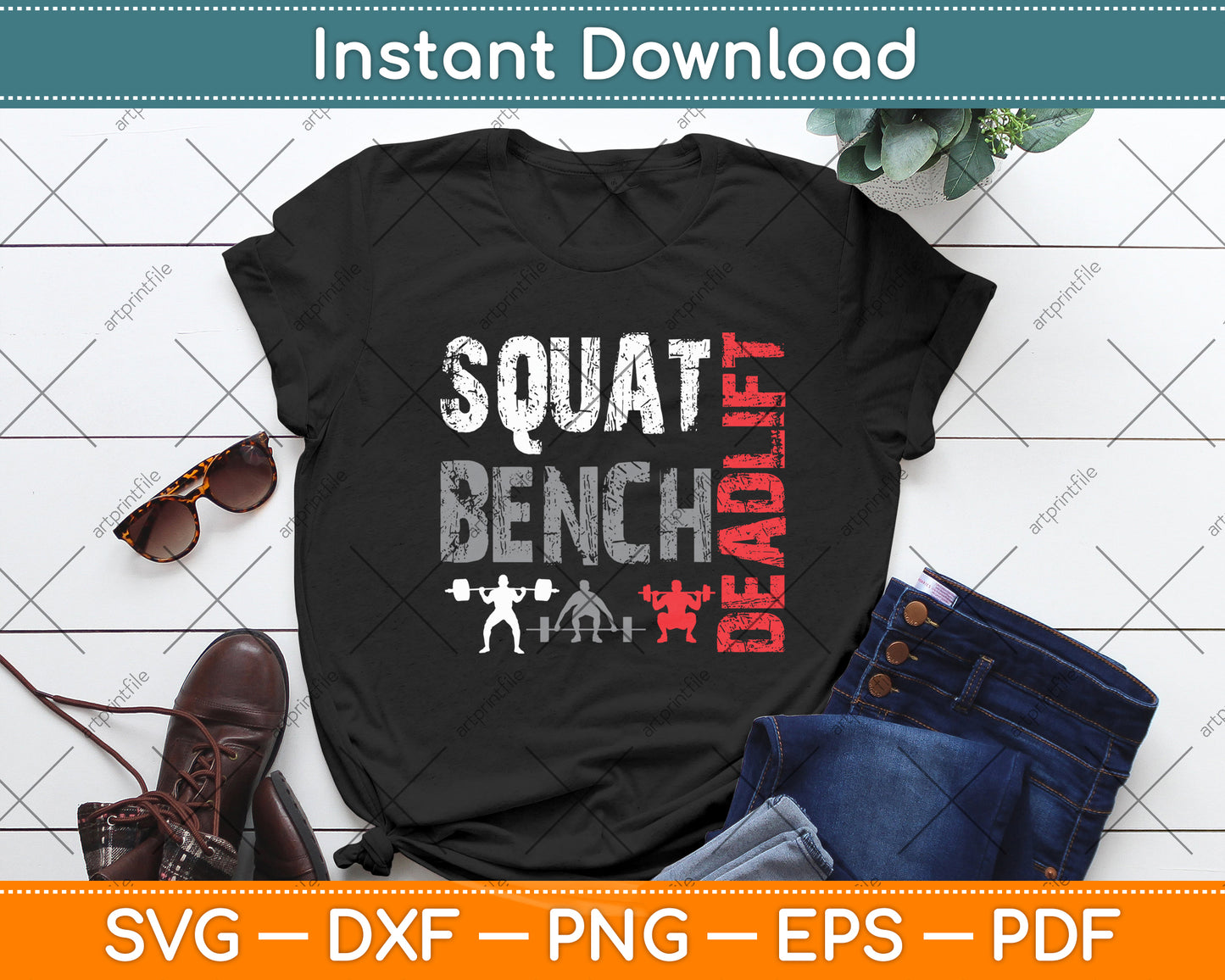 Squat Bench Deadlift Weightlifting Svg Digital Cutting File