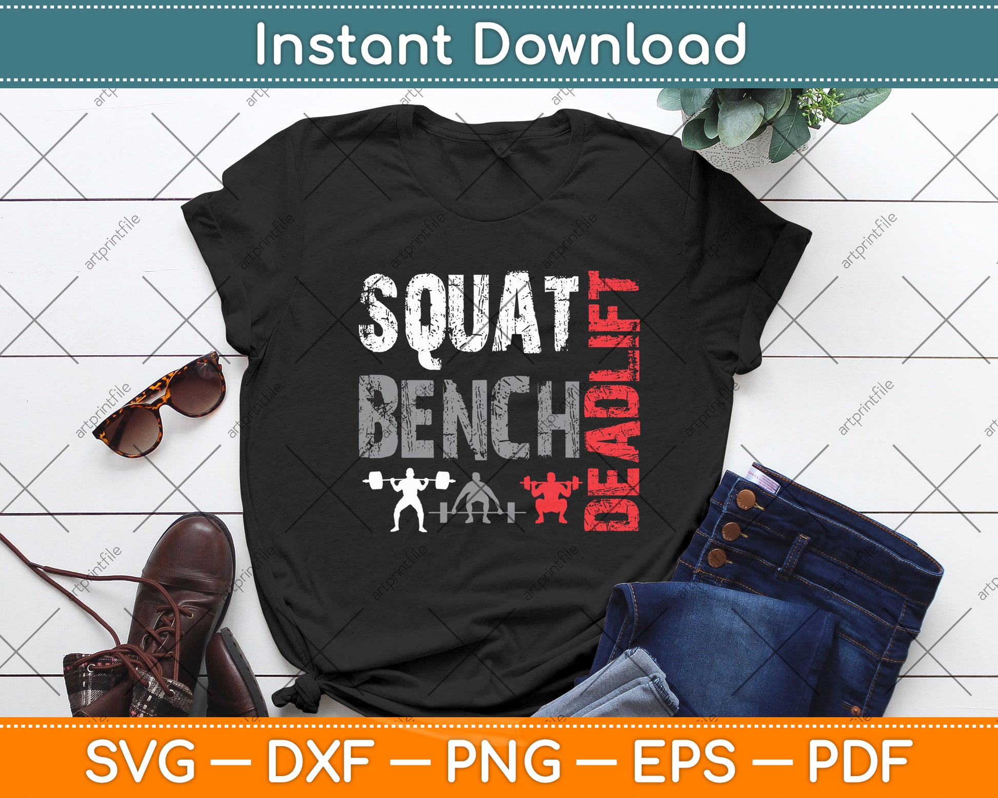 Squat Bench Deadlift Weightlifting Svg Digital Cutting File