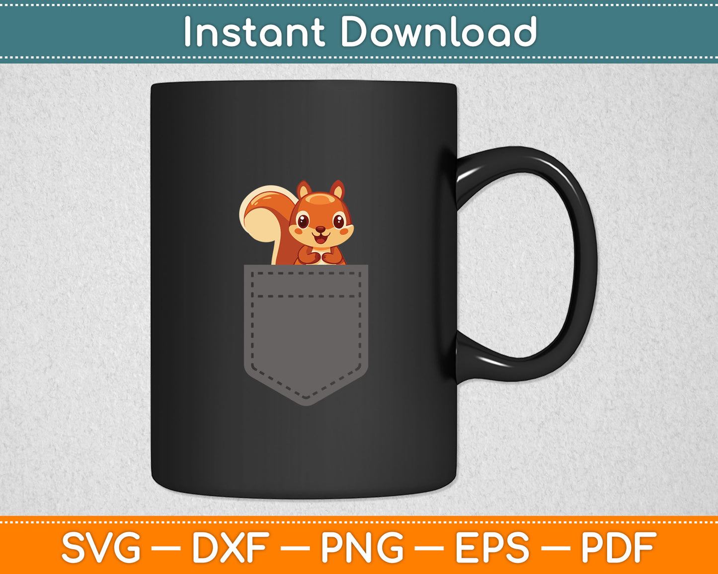 Squirrel in Pocket Svg Digital Cutting File