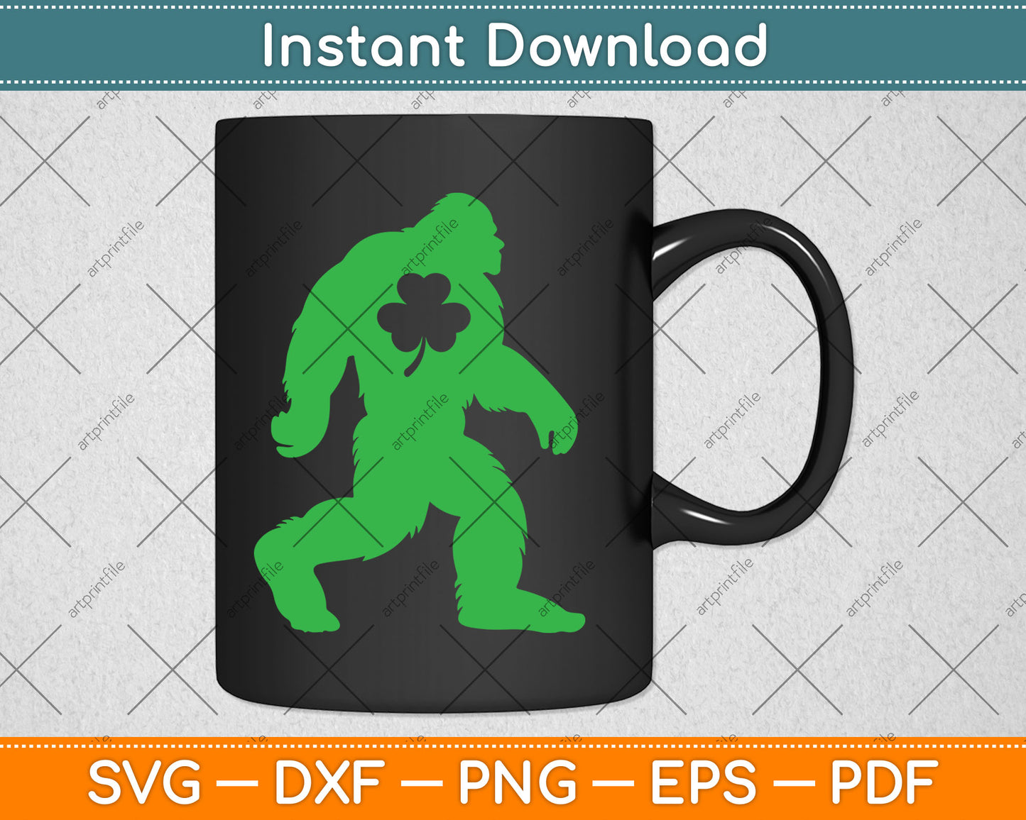 St Patrick's Day Bigfoot Sasquatch Shamrock Svg Digital Cutting File