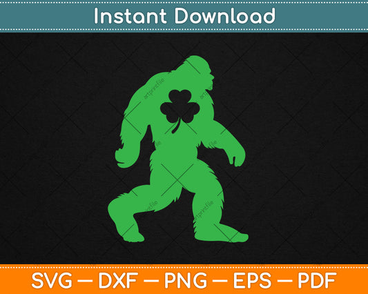 St Patrick's Day Bigfoot Sasquatch Shamrock Svg Digital Cutting File