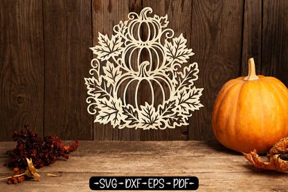 Stacked Pumpkin Fall Leaves Laser Cut SVG | Autumn Pumpkin Decor