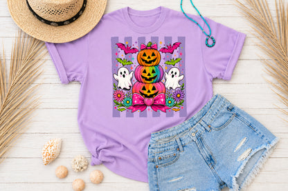 Stacked Pumpkin Halloween PNG Pink Pastel Cute Sublimation Design
