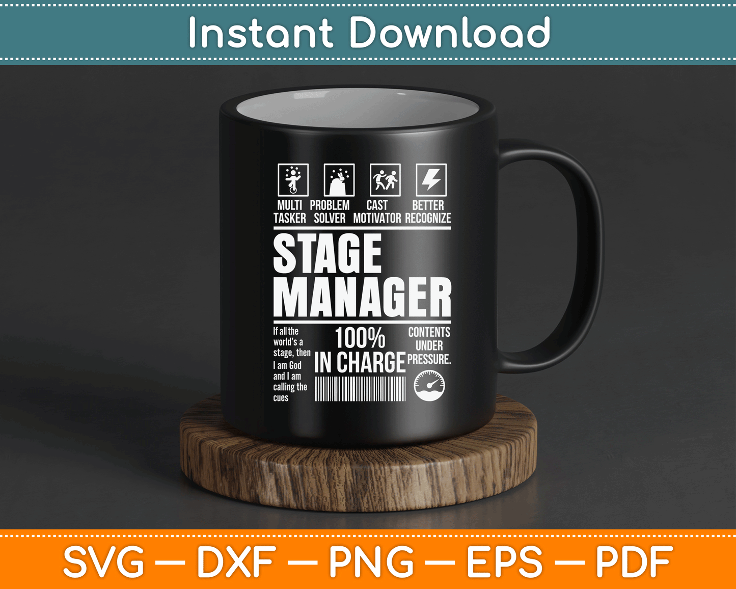 Stage Manager Stage Crew Theatre Tech Theater SVG Digital Cutting File