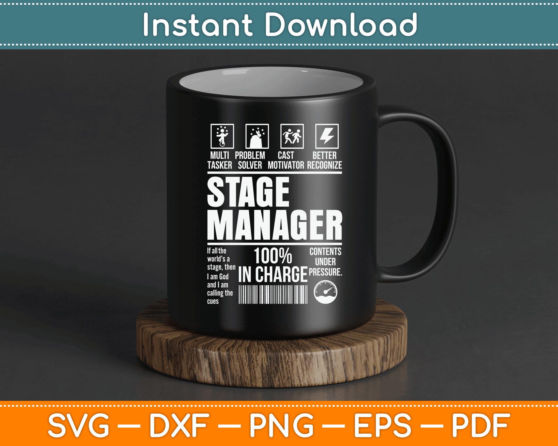 Stage Manager Stage Crew Theatre Tech Theater SVG Digital Cutting File
