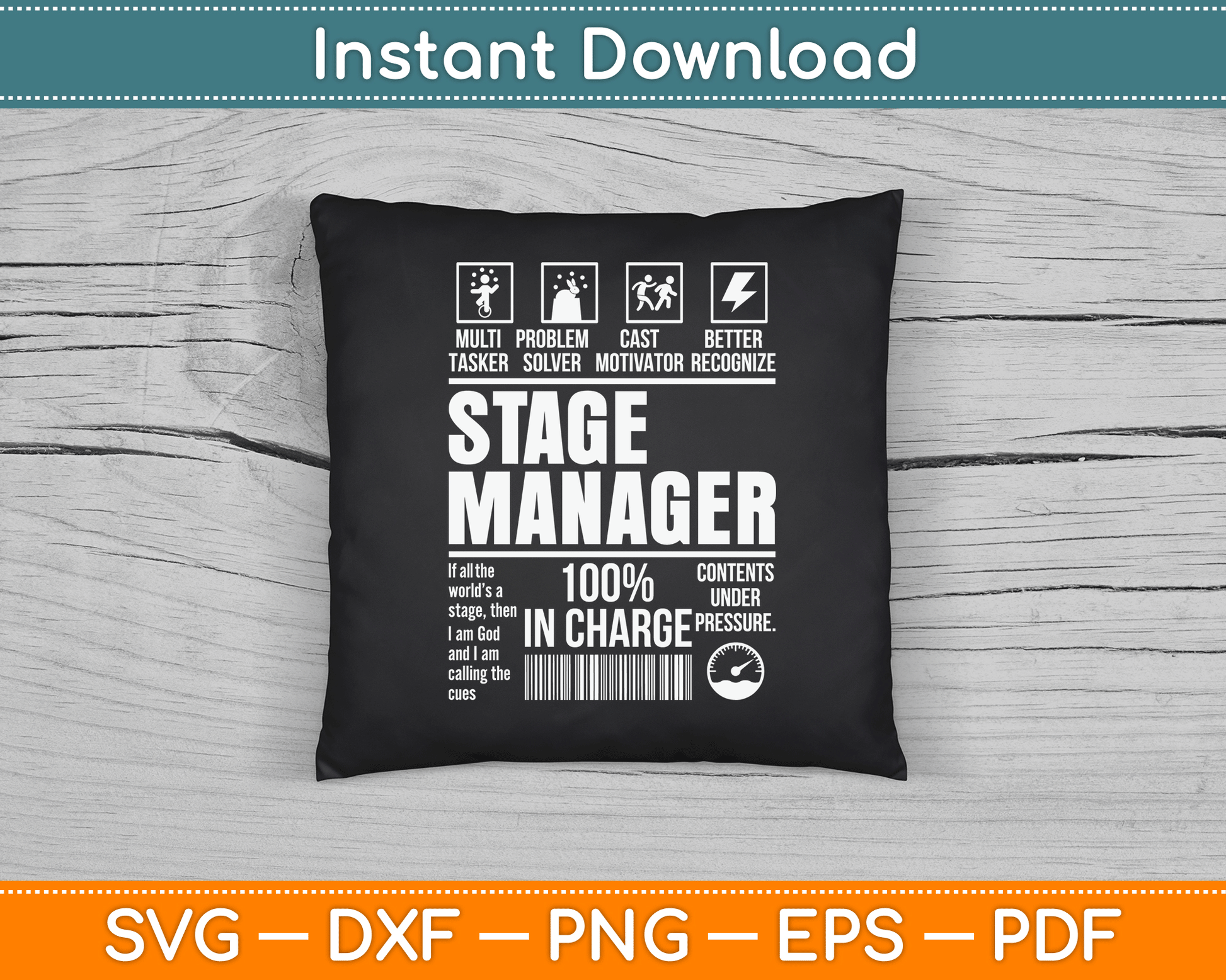 Stage Manager Stage Crew Theatre Tech Theater SVG Digital Cutting File