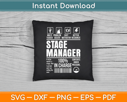 Stage Manager Stage Crew Theatre Tech Theater SVG Digital Cutting File