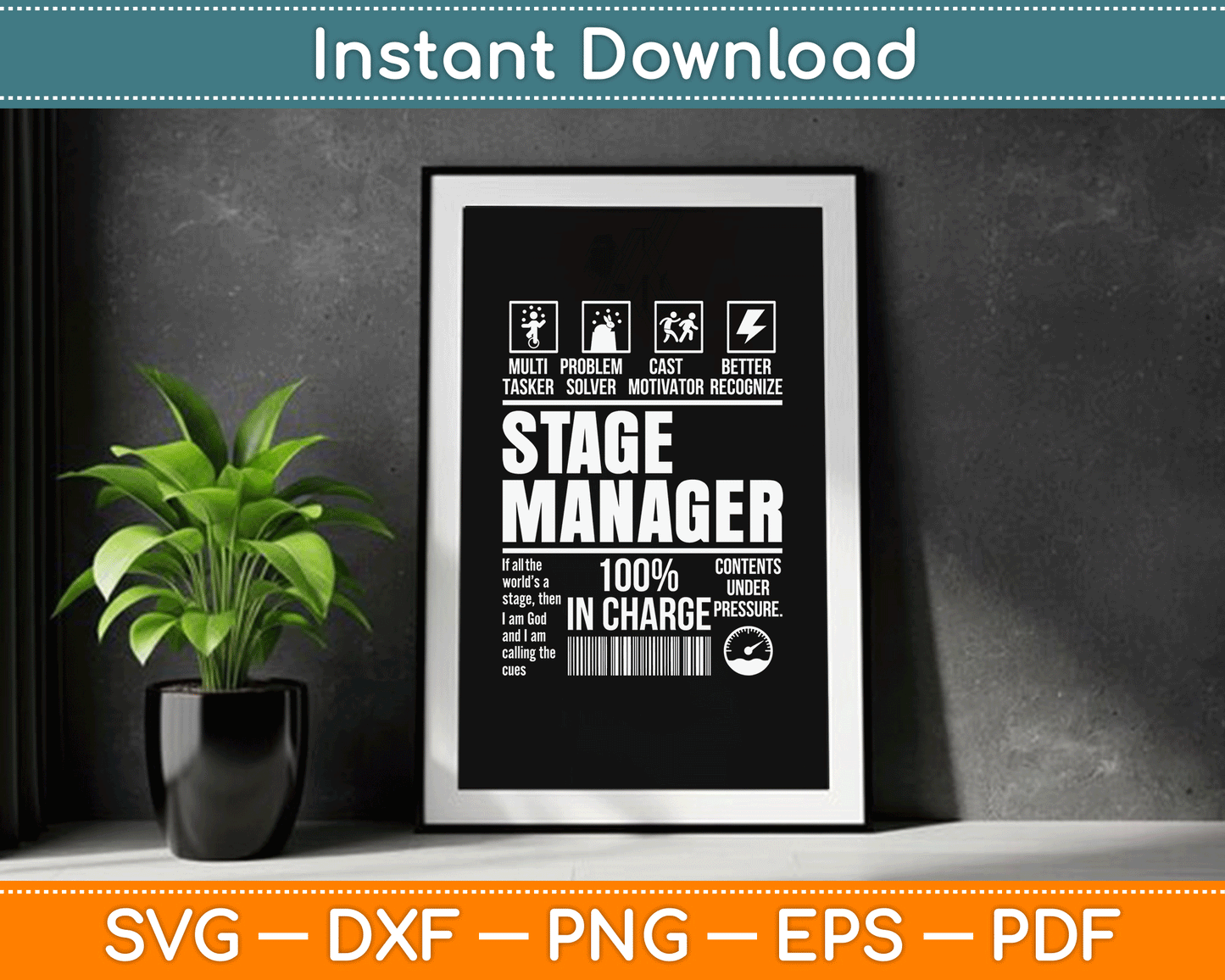 Stage Manager Stage Crew Theatre Tech Theater SVG Digital Cutting File