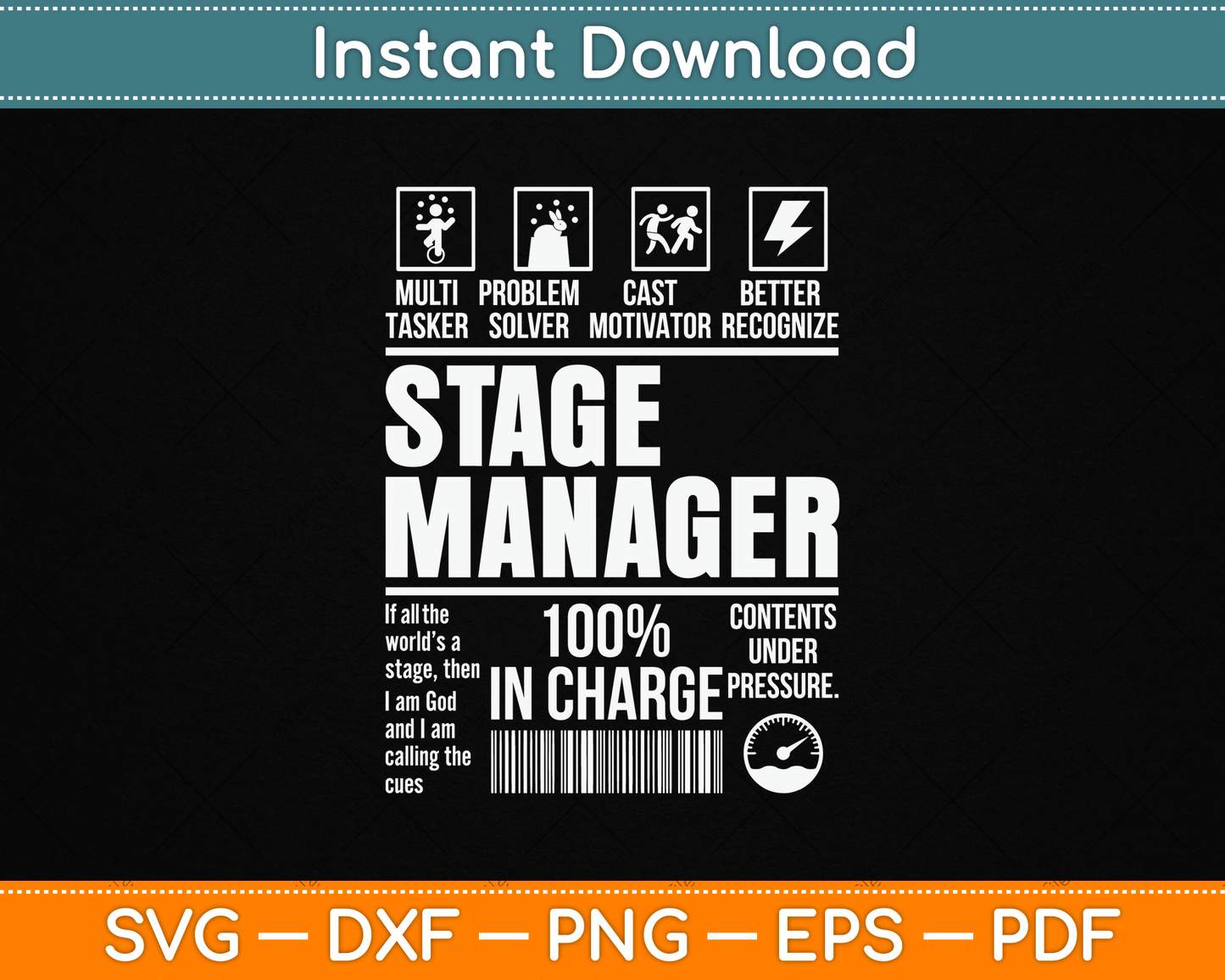 Stage Manager Stage Crew Theatre Tech Theater SVG Digital Cutting File