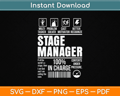 Stage Manager Stage Crew Theatre Tech Theater SVG Digital Cutting File