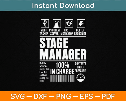 Stage Manager Stage Crew Theatre Tech Theater SVG Digital Cutting File