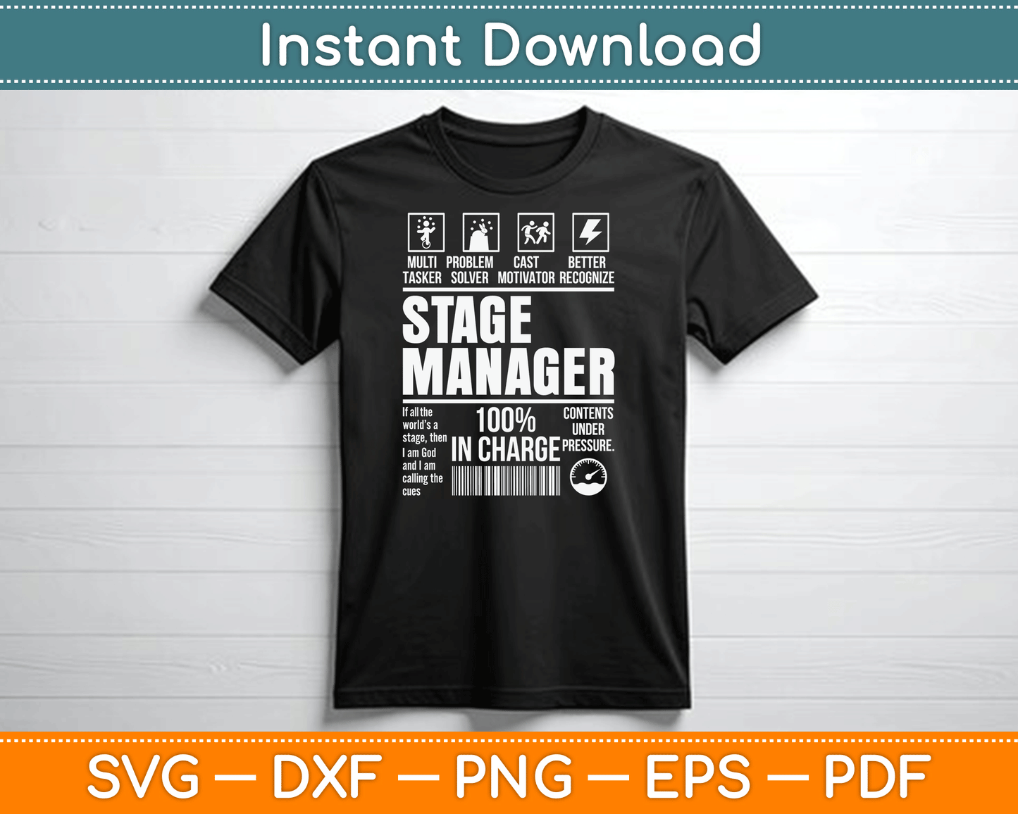 Stage Manager Stage Crew Theatre Tech Theater SVG Digital Cutting File