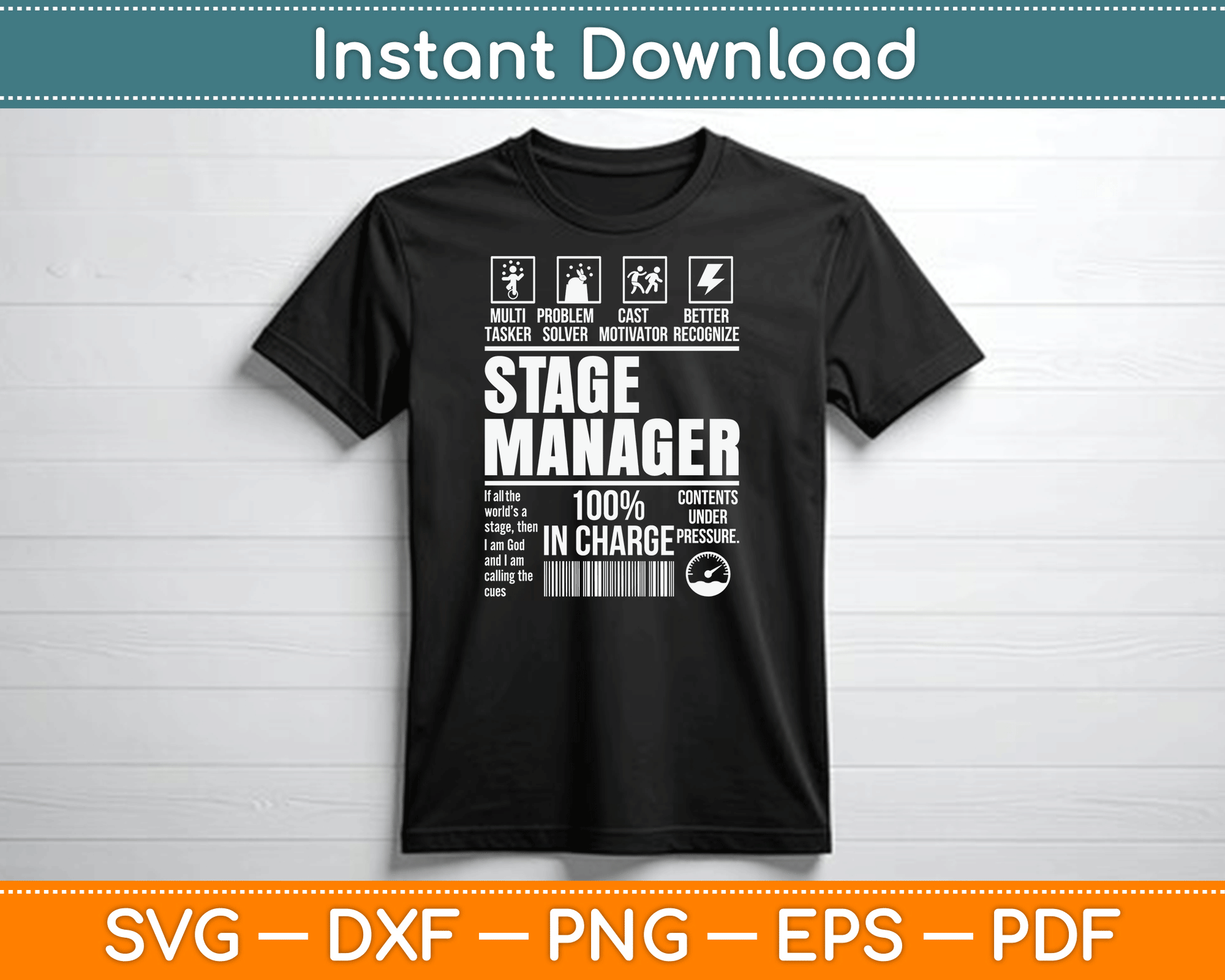Stage Manager Stage Crew Theatre Tech Theater SVG Digital Cutting File
