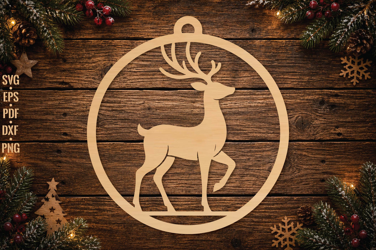 Standing Deer Christmas Ornament Laser Cut SVG, Reindeer Ornament Cut File, Winter Holiday Decor