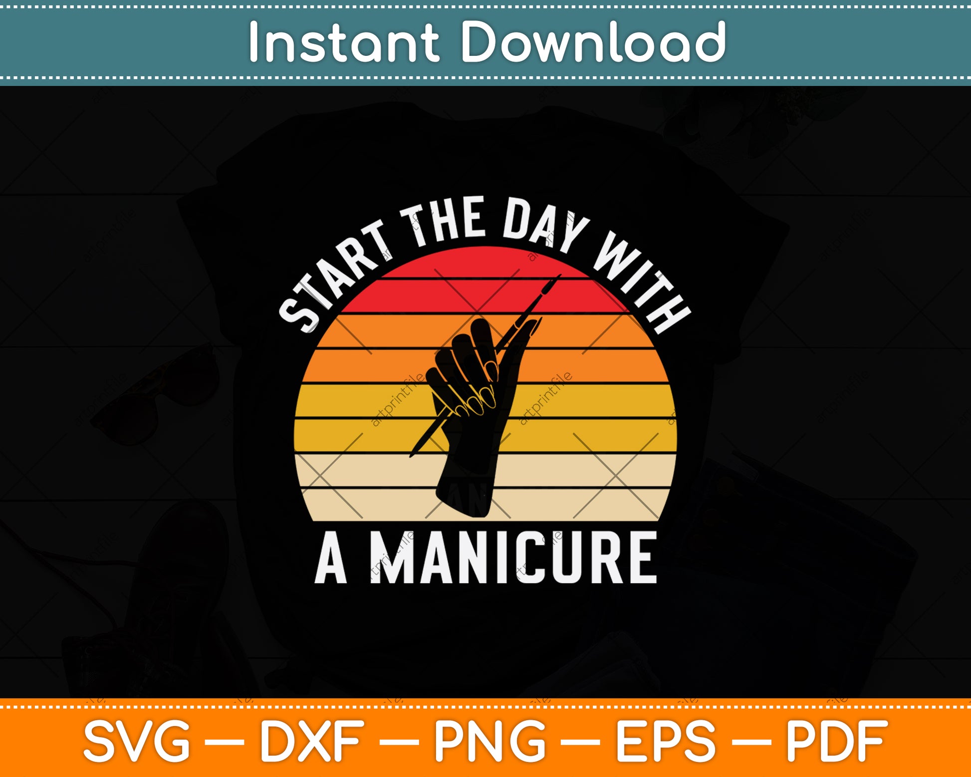 Start The Day With A Manicure Vintage Lovers Svg Png Dxf Digital Cutting File