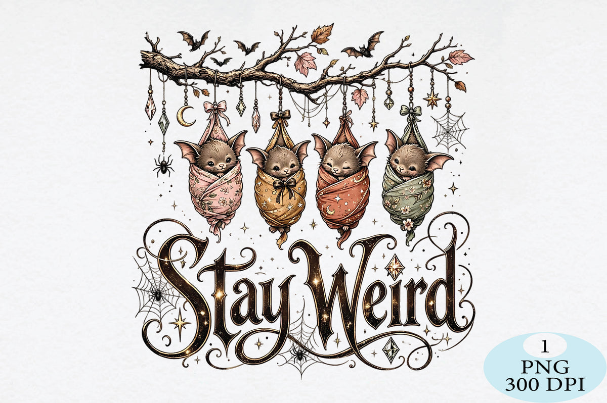 Stay Weird Bats Halloween PNG