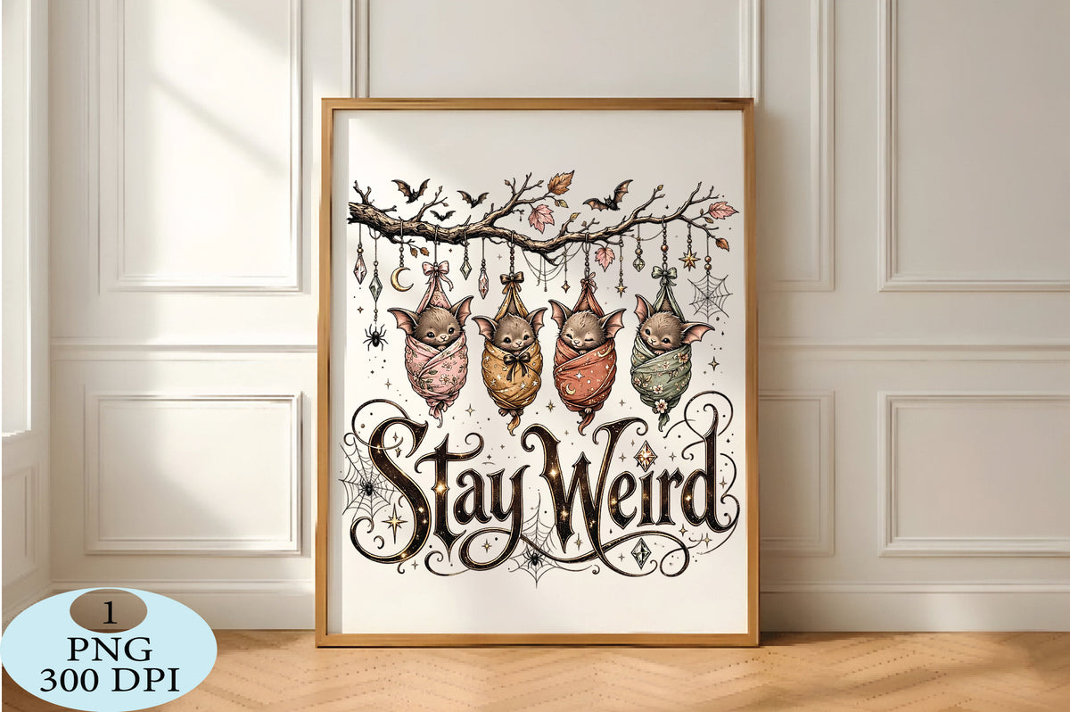 Stay Weird Bats Halloween PNG