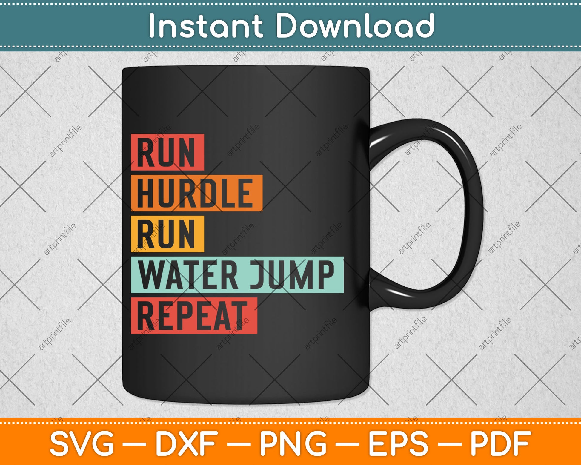 Steeplechase Track Run Hurdle Water Jump Track Coach Svg Digital Cutting File