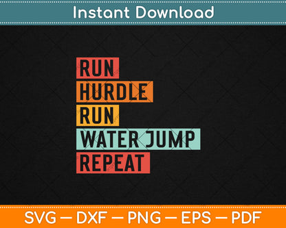 Steeplechase Track Run Hurdle Water Jump Track Coach Svg Digital Cutting File