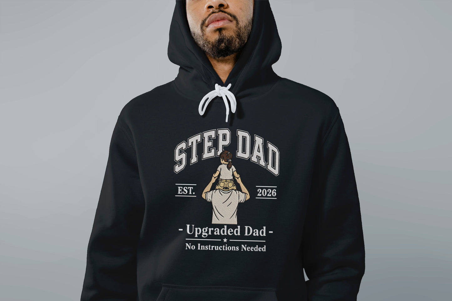 Step Dad Embroidery Design, Funny Stepdad Machine Embroidery Pattern, Upgraded Dad No Instructions Needed Embroidery Design