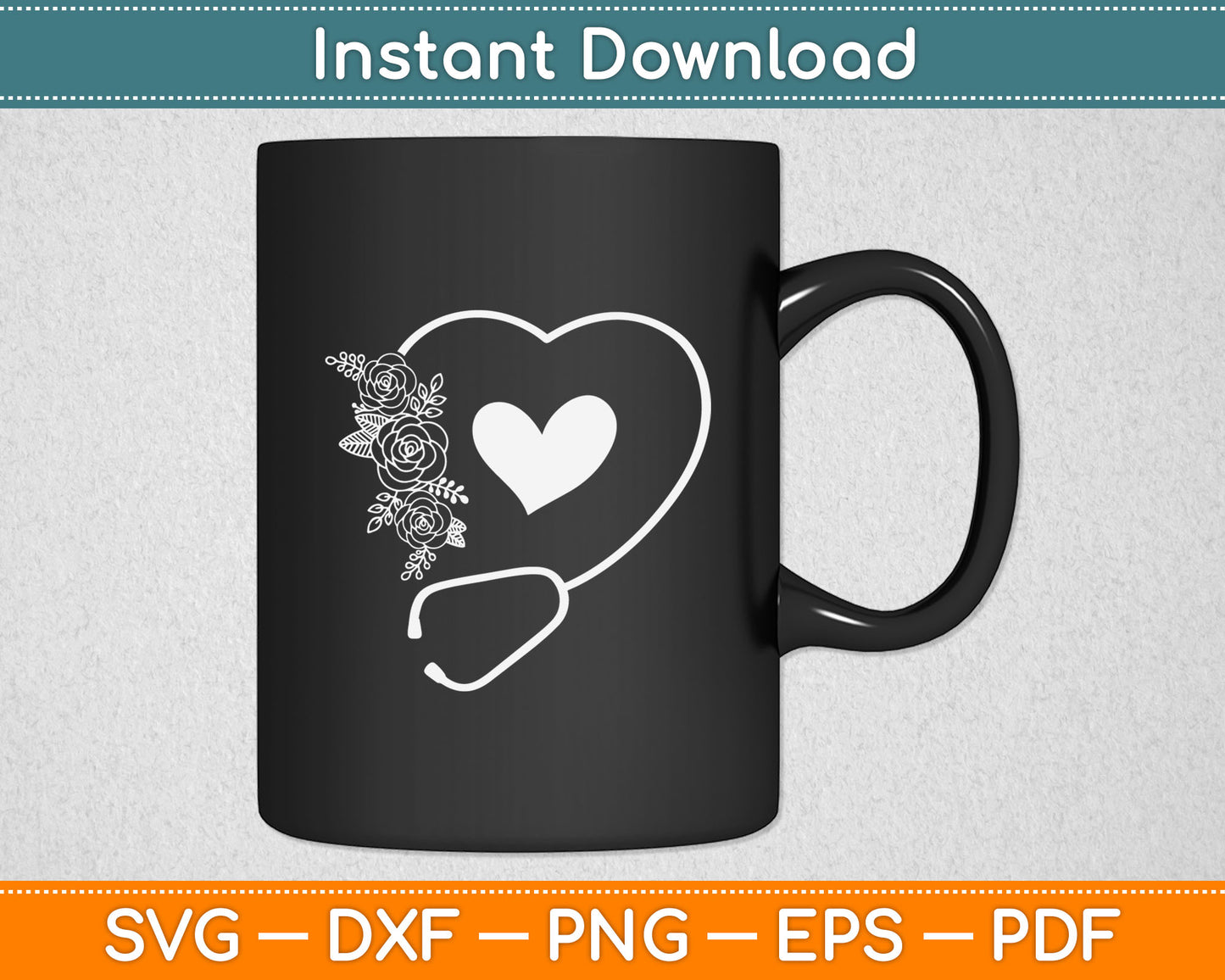 Stethoscope Flower Doctor Nurse Physical Assistant RN Svg Digital Cutting File