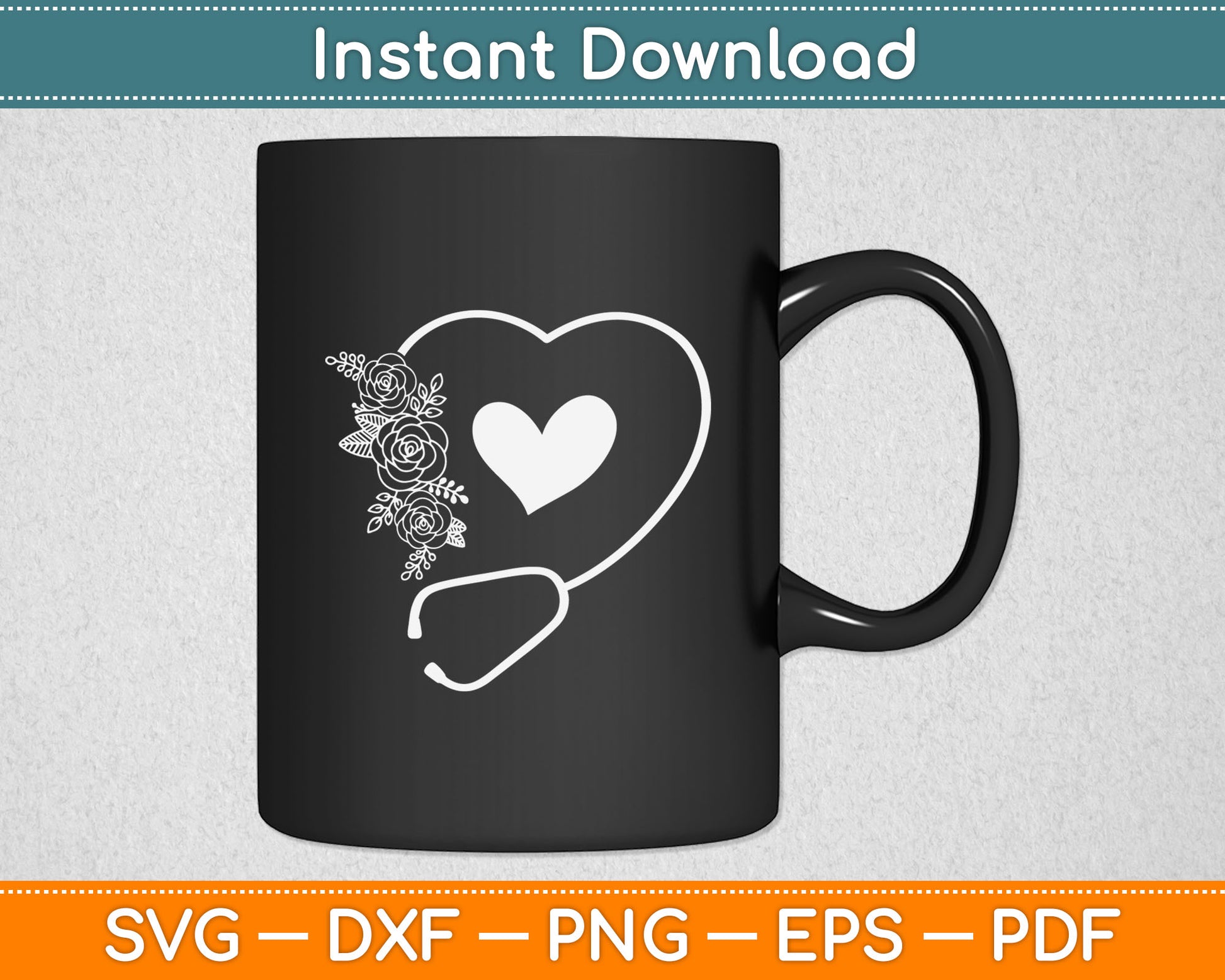 Stethoscope Flower Doctor Nurse Physical Assistant RN Svg Digital Cutting File