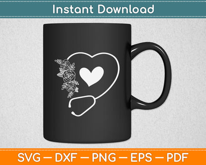 Stethoscope Flower Doctor Nurse Physical Assistant RN Svg Digital Cutting File