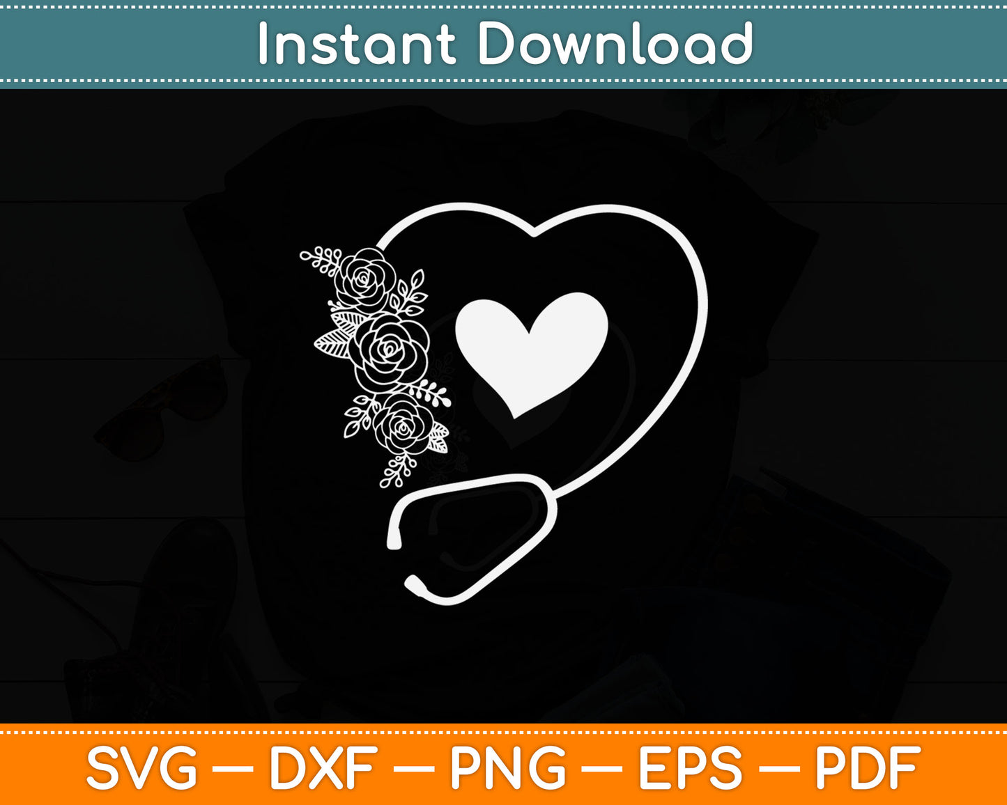Stethoscope Flower Doctor Nurse Physical Assistant RN Svg Digital Cutting File