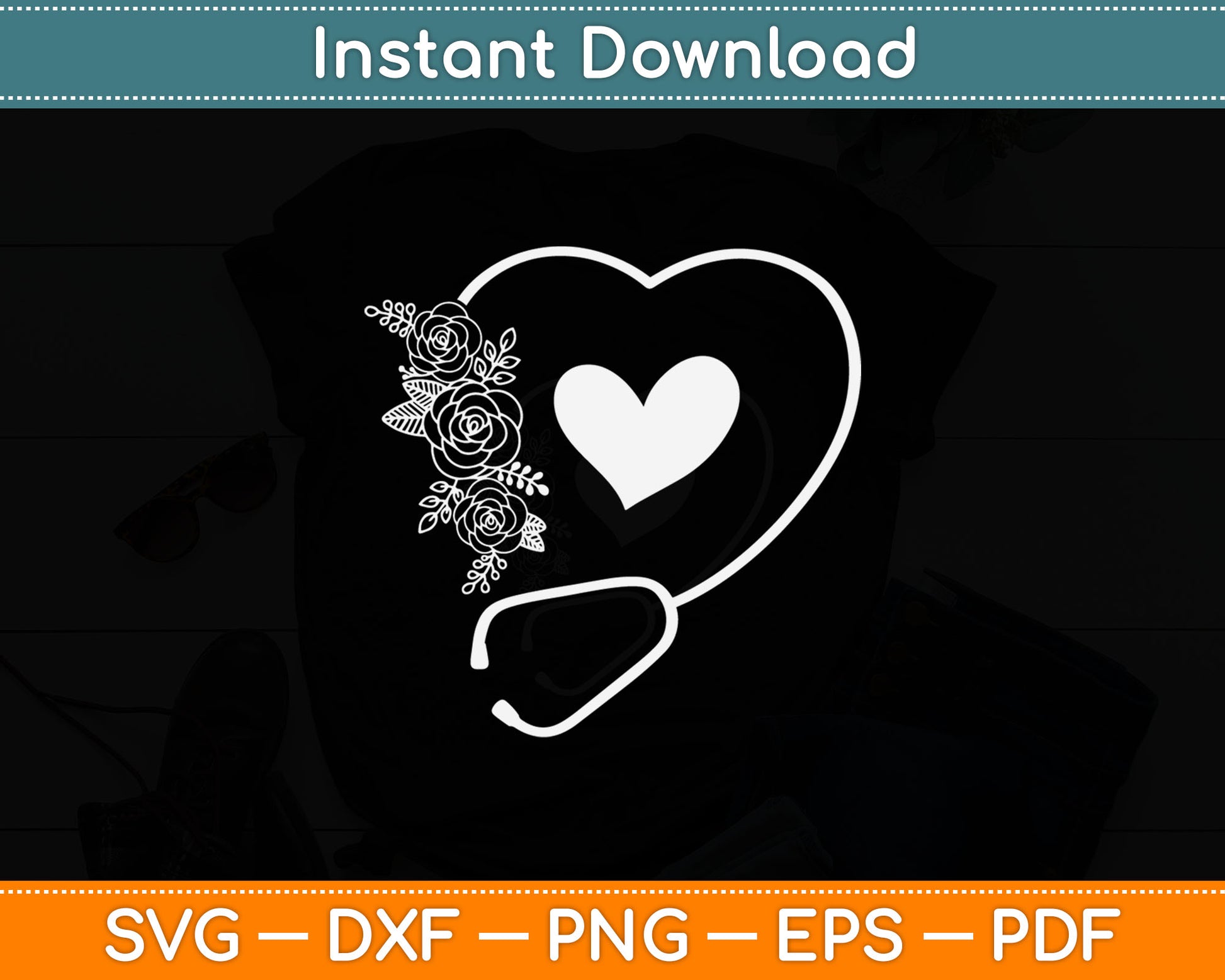 Stethoscope Flower Doctor Nurse Physical Assistant RN Svg Digital Cutting File