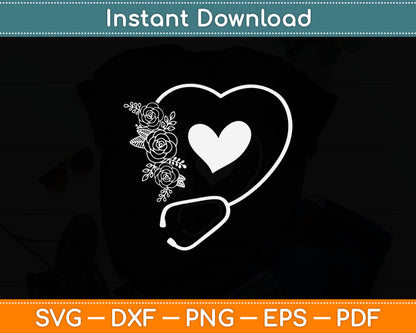 Stethoscope Flower Doctor Nurse Physical Assistant RN Svg Digital Cutting File