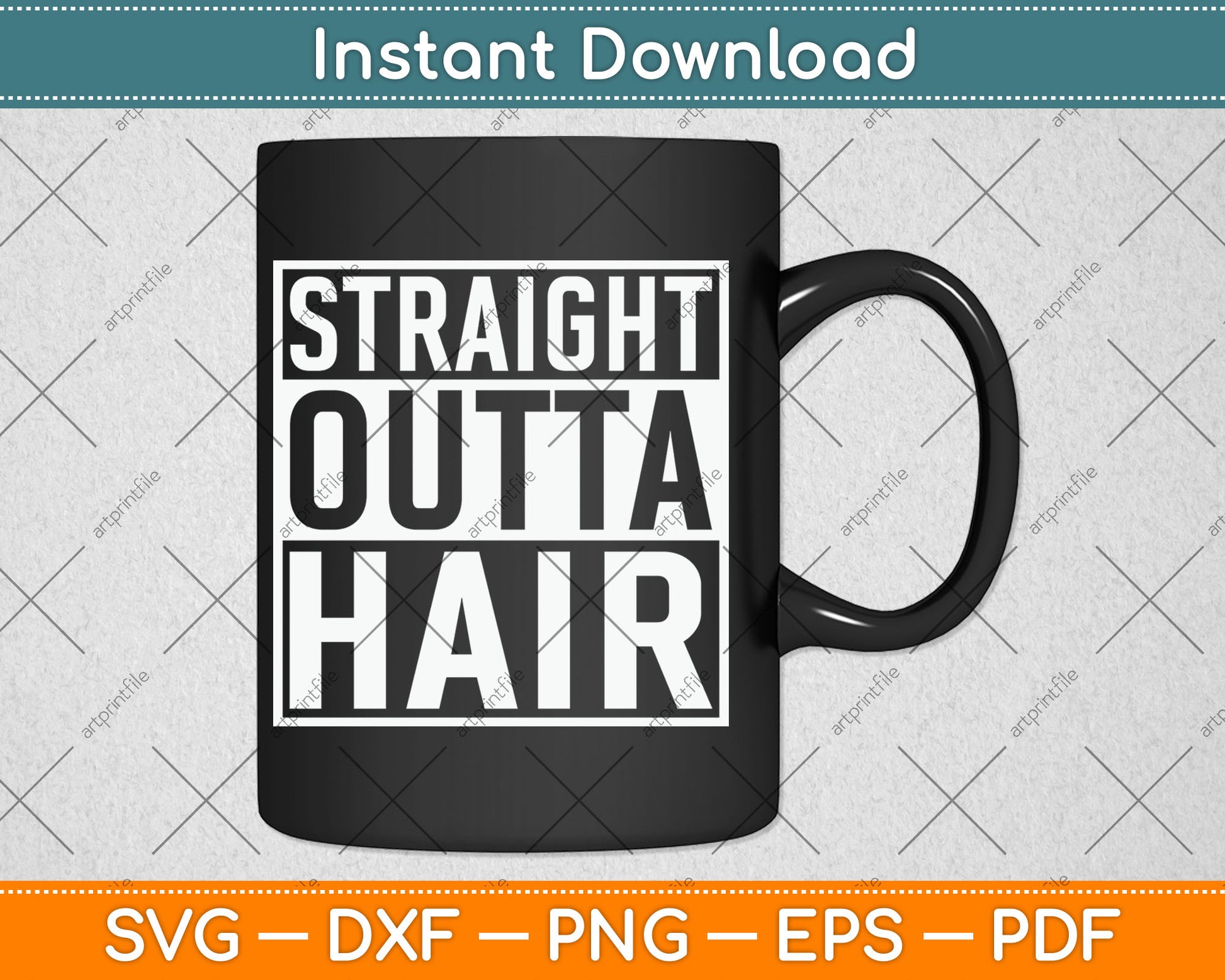 Straight Outta Hair Bald Guy Funny Svg Digital Cutting File