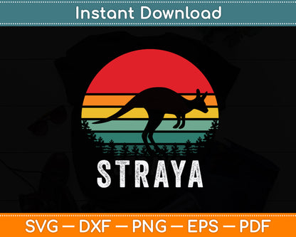 Straya Australia Kangaroo Retro Vintage Svg Png Dxf Digital Cutting File