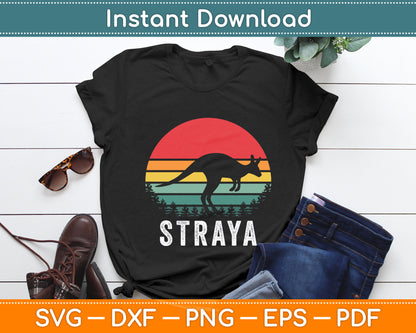 Straya Australia Kangaroo Retro Vintage Svg Png Dxf Digital Cutting File