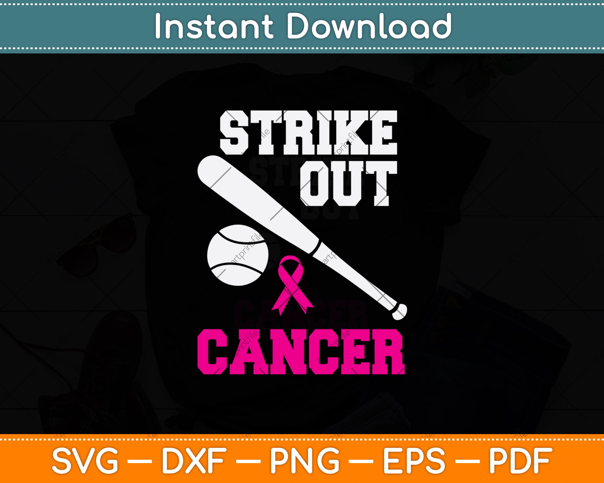 Strike Out Cancer Baseball Awareness Svg Cutting File – artprintfile