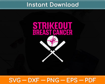 Strikeout Breast Cancer Baseball Svg Png Dxf Digital Cutting File