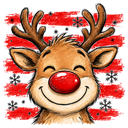 Cute Christmas Reindeer Red Nose Holiday PNG