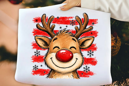 Cute Christmas Reindeer Red Nose Holiday PNG