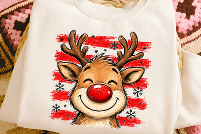 Cute Christmas Reindeer Red Nose Holiday PNG