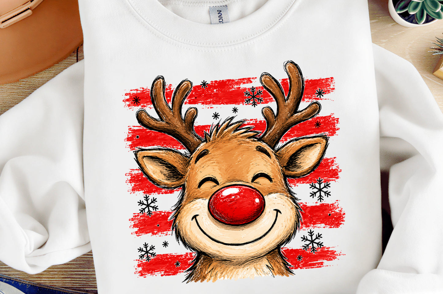 Cute Christmas Reindeer Red Nose Holiday PNG
