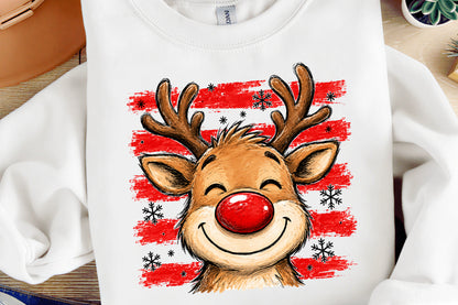 Cute Christmas Reindeer Red Nose Holiday PNG