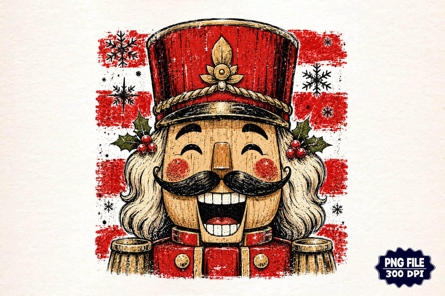 Funny Christmas Nutcracker Soldier Vintage Holiday PNG