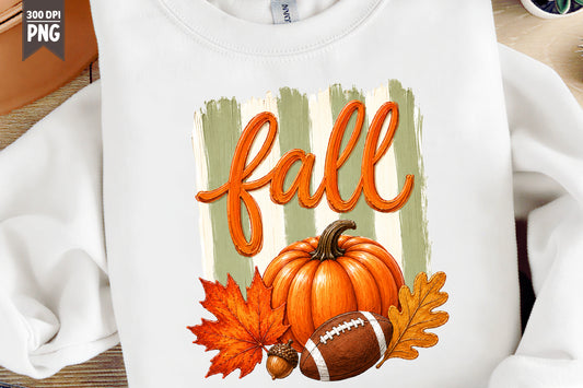 Fall Pumpkin PNG Football Autumn Thanksgiving Sublimation Design